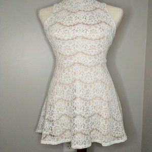 Love, Fire - Ivory Lace Skater Dress Juniors Formal Dress